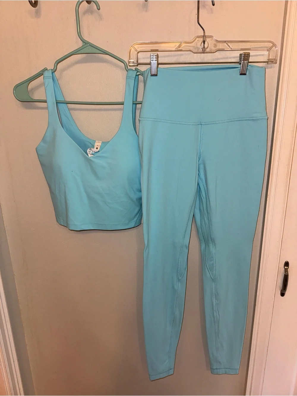 lululemon athletica Sky Blue High-Rise Leggings with Matching Crop Tank
